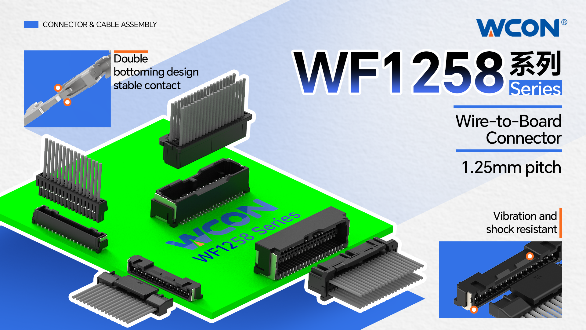 WF1258 系列汽车江南在线(中国)器 |1.25mm间距高密度线对板解决方案，赋能汽车电子设计